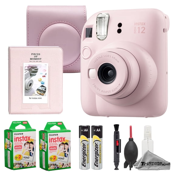 Fujifilm Instax Mini 12 Camera (Blossom Pink)   Case   Instax Mini Instant Film (40 Sheets)   Cleaning Kit   Mini Photo Album (International Version)