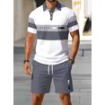 thumbnail image 5 of Men's 2-Piece Short Sleeve Polo Shirt and Shorts Set Letter Graphic Casual Summer Outfit for Daily Wear, 5 of 5