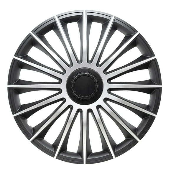 Alpena Austin Black & Silver Wheel Covers – Set of 4, European-Made Hubcaps – 16-Inch Universal Fit