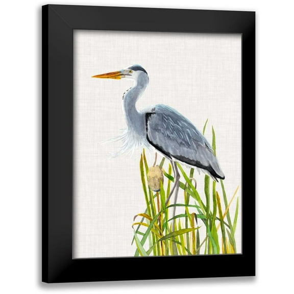 McCavitt, Naomi 12x14 Black Modern Framed Museum Art Print Titled - Waterbirds and Cattails II
