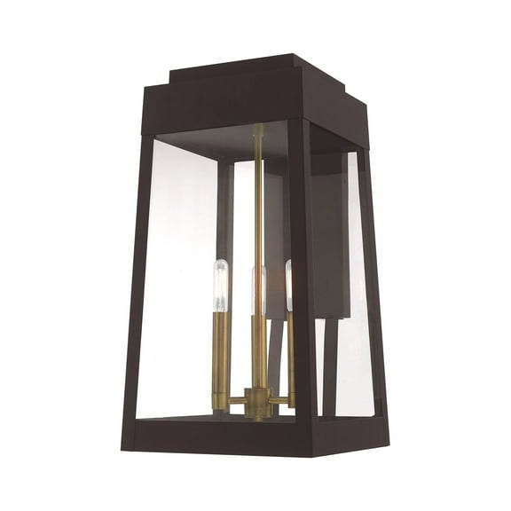 20858-07 Livex Lighting Oslo - 3 Light Outdoor Wall Lantern in Mid Century Modern Style - 10.5 Inches wide by 20 Inches high-Bronze Finish