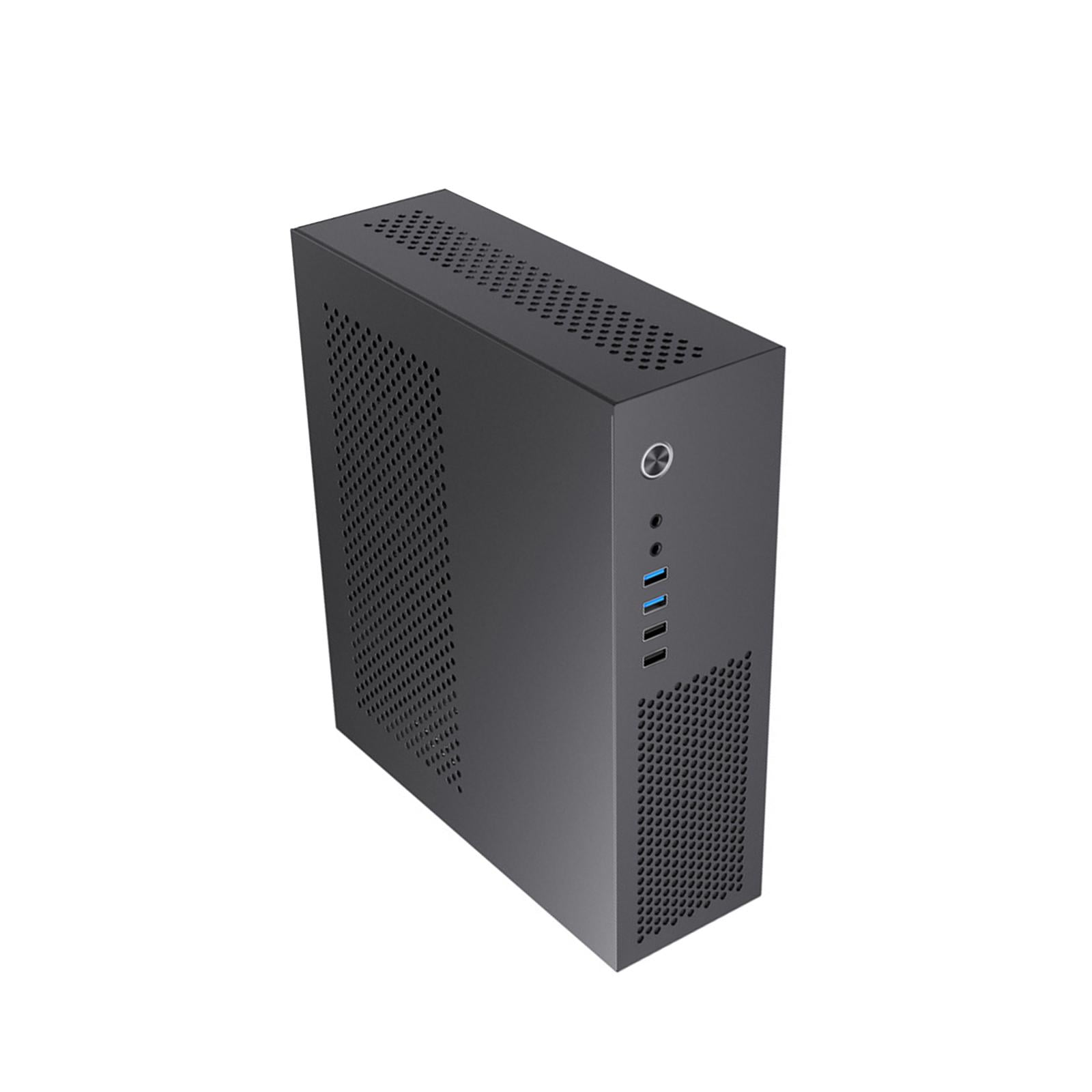 Computer Case,Mini Desktop Computer Case MicroATX,MATX24X24 Motherboard Small 1U 7.3L Computer Case,Support Horizontal Vertical Wall Mount Placement,Home Video Hotel Computer Theater Power Black