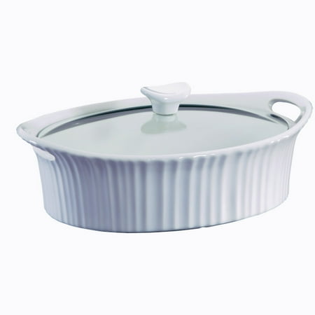 CorningWare French White, Oval Casserole with Glass Lid, 2.5 Quart
