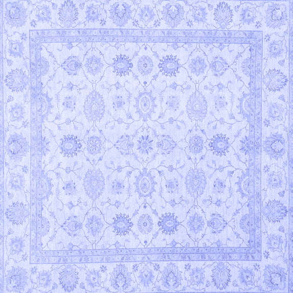 Ahgly Company Machine Washable Indoor Square Oriental Blue Traditional Area Rugs, 3' Square