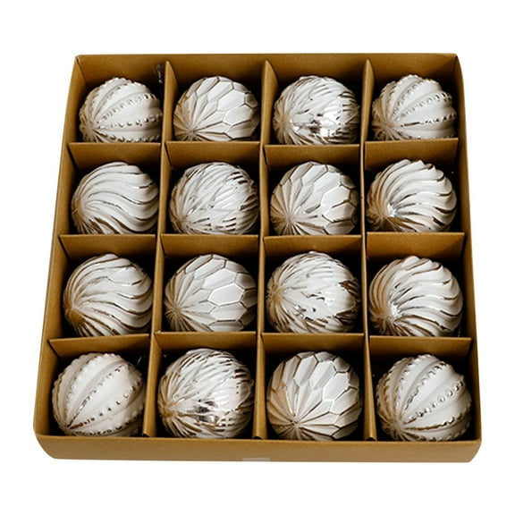 Vintage Style Christmas Balls Ornaments Sets, White Rustic Distressed Xmas, Farmhouse Holiday Ornaments for Xmas Tree Family Party Home Decor