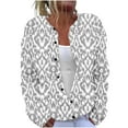thumbnail image 2 of Amidoa Button up Sweaters for Women Cardigan Gray Long Sleeve Knit Retro Graphic Cardigans Cardigans for Women Trendy XL, 2 of 5