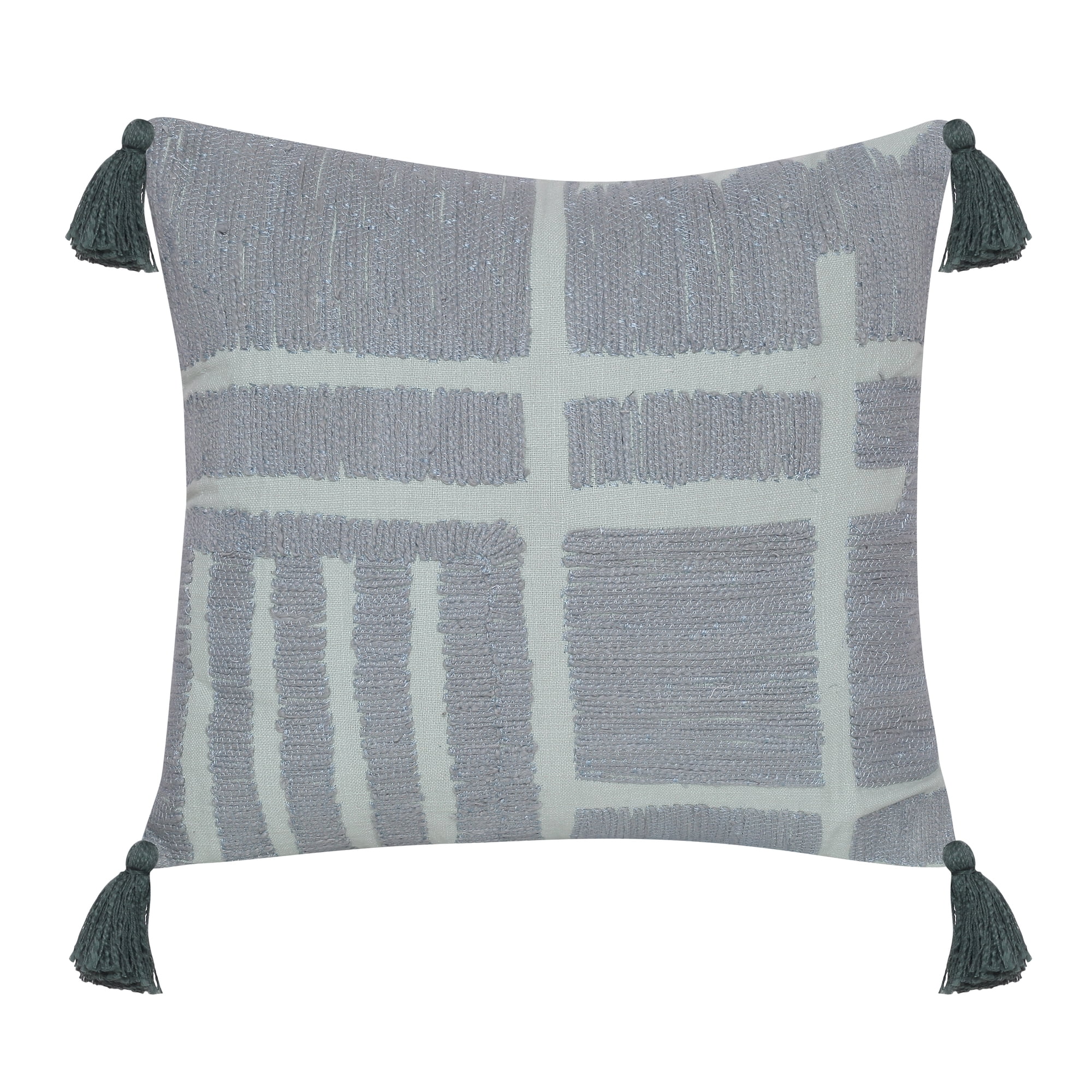 Ox Bay Gaius Geometric Modern Cotton Hand Woven Throw Pillow, Olive Green, 20" x 20"