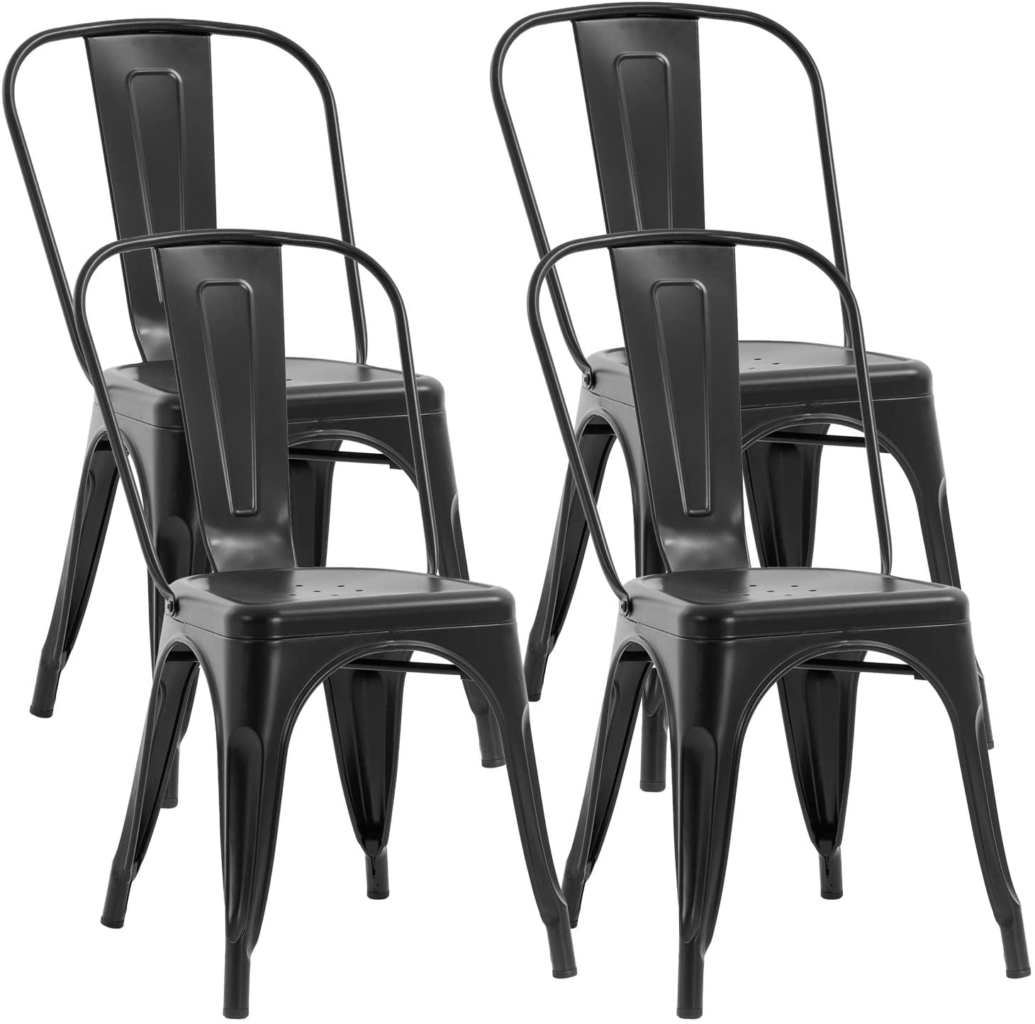 Metal Chair Dining Chairs Set of 4 Patio Chair 18 Inches Seat Height