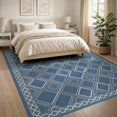 thumbnail image 3 of ODIKA 8'x10' Washable Area Rug Non-Slip Chair-Friendly Mat Solid Lattice Nautical Large Navy Interlocking Bblue Extra Boho Playful for Dining Room, Office, Lounge, 3 of 7