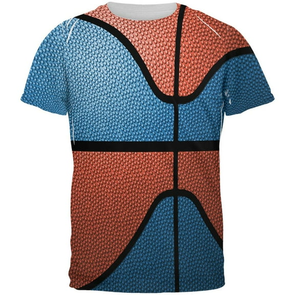 Championship Basketball Blue and Orange All Over Mens T Shirt Multi 2XL