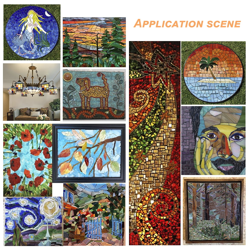 1Set Variety Glass Sheets Large Cathedral Glass Mosaic Tiles for Crafts Square Mixed Color 100~100.5x100~100.5x2.5~3mm 10 colors 1pc/color 10pcs/set