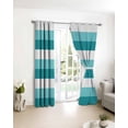 thumbnail image 3 of Aqua Teal White Striped Blackout Curtains for Bedroom/Living Room, Thermal Insulated Kitchen Curtains, Farmhouse Stripes Grommet Darkening Window Treatment Drapes 52"x63"x2, 3 of 8