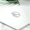 thumbnail image 5 of Gem Stone King 10K White Gold White Created Sapphire and White Diamond Accent 3-Stone Engagement Ring for Women (1.14 Cttw, Round 6MM, Gemstone September Birthstone, Size 8.5), 5 of 6
