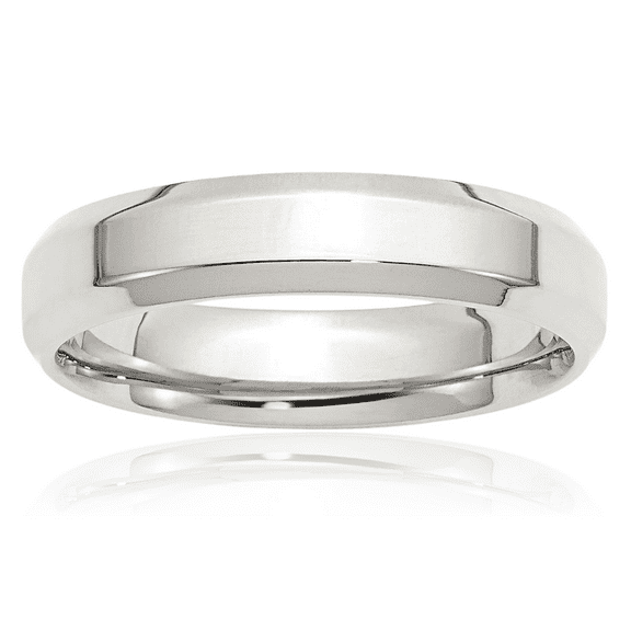 925 Sterling Silver 5mm Edge Plain Classic Wedding Band Ring