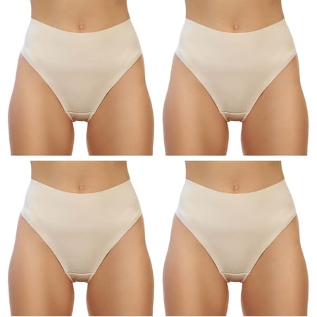 Alessandra B High Rise Camel Toe Proof Thong - 4 Pack - M7716-4 (Medium, Nude)