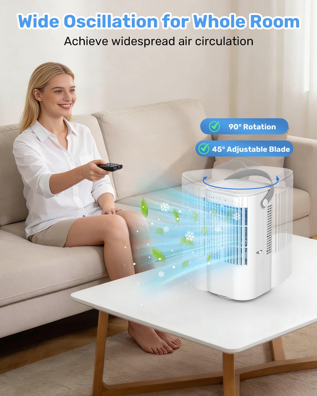 Teanyotink Portable Air Conditioners, Evaporative Air Cooler Upgraded   Cool Mist 3 in 1, 2/4/6/8H Timer,7 Color Lights Misting Humidifier Personal Mini AC Desktop Fan for Room Home Bedroom Office