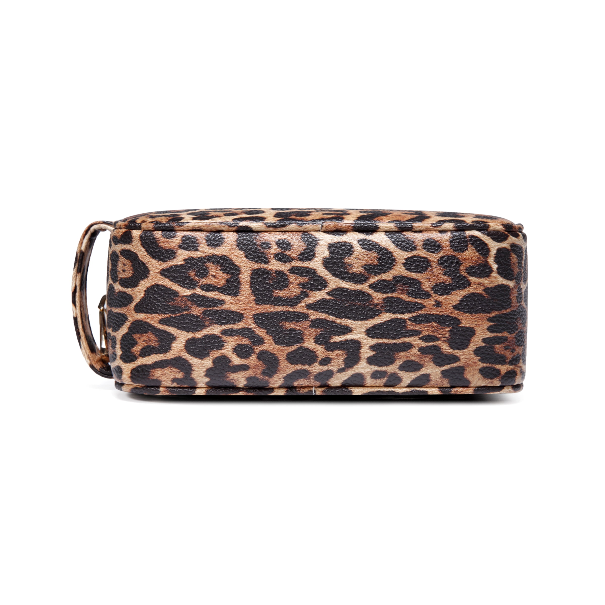 Daisy Rose Cosmetic Toiletry Bag PU Vegan Leather Travel Bag for Women - Leopard