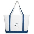 thumbnail image 2 of DALIX Quality Canvas Tote Bags Large Beach Bags Navy Blue Monogrammed L, 2 of 8