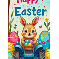 thumbnail image 3 of Colorful Easter Themed Banner with Bunny Tractor Eggs Flowers and Butterflies Easter Decoration Background Party Supplies Photography Props Easter Party Decorations, 3 of 7