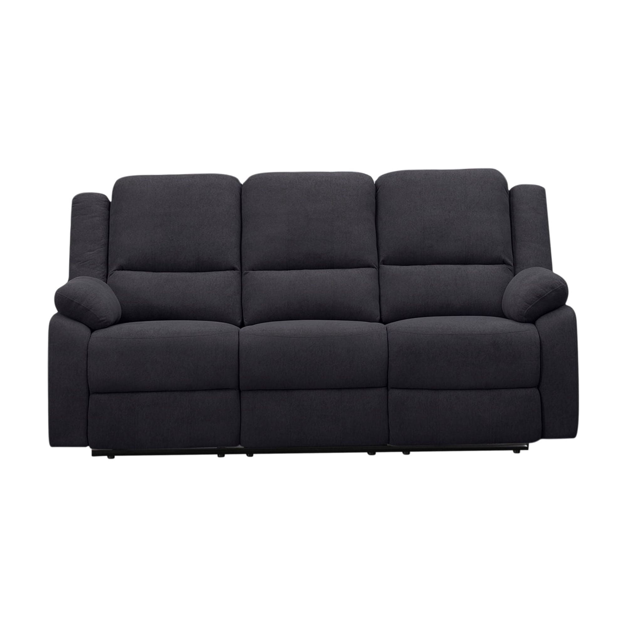 Black 3-Seat Reclining Sofa - Modern Microfiber Living Room Couch
