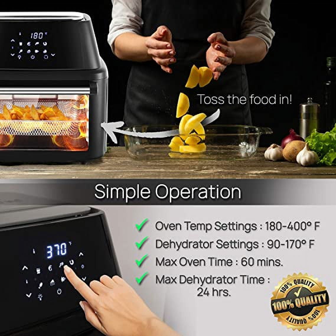 Air Fryer+ Rotisserie, Dehydrator, Convection Oven, 17 Touch Screen Presets  Fry, Roast, Dehydrate, Bake, XL 10L Family Size - The WiC Project - Faith,  Product Reviews, Recipes, Giveaways