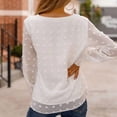 thumbnail image 3 of Blusa de manga larga con cuello redondo, ajuste holgado, suave, transpirable, Color puro, Top informal para mujer para la cita de trabajo y compras, 3 of 8