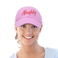 thumbnail image 5 of DALIX Naughty n Nice Christmas Hat Set Womens Matching Embroidered Cap in Pink White, 5 of 7