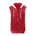 thumbnail image 4 of Manxivoo Womens Vest Women's Solid Color Fashion Casual Zipper Pocket Drawstring Sleeveless Coat Womens Puffer Coat Red, 4 of 5