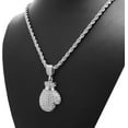 thumbnail image 2 of Hip Hop Iced Silver Plated Cubic Zirconia Boxing Glove Pendant & 4mm 24" Rope Chain Fashion Necklace Set Perfect Gift, 2 of 5