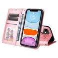 thumbnail image 4 of Cutyskin Case for iPhone 11,Wallet Case,PU Leather Flip,Kickstand,Double Magnetic Clasp,Embossed Mandala Flower Lanyard Protective PU Leather Cover For iPhone 11, Rosegold, 4 of 12