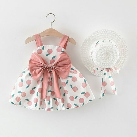 

Maxcozy Summer Infant & Baby Girls Peach Suspender Sundress Send Hat