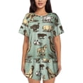 thumbnail image 1 of Fotbe Vintage Farm Animals Conjunto de Pijama Estampado para Mujer, 2 Piezas, Ropa de Dormir con Camiseta de Manga Corta y Shorts Suaves-XX-Large, 1 of 6