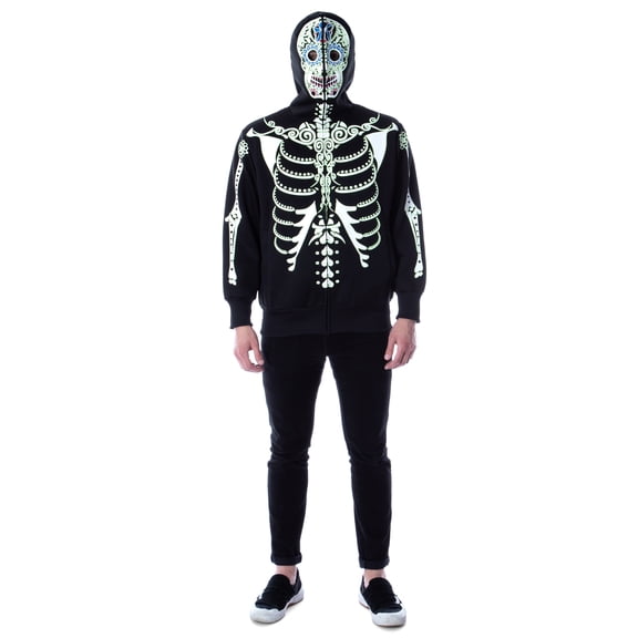 Men's Glow in The Dark Skeleton Costume Zip Hoodie