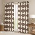 thumbnail image 2 of Homewish Geometric Rhombus Textured Curtains Pack of 2 (42x84 Each),Minimalism Desgin Curtains Blackout,Brown Beige Bedroom Curtains For Adult,Microfiber Bedroom Decor, 2 of 6