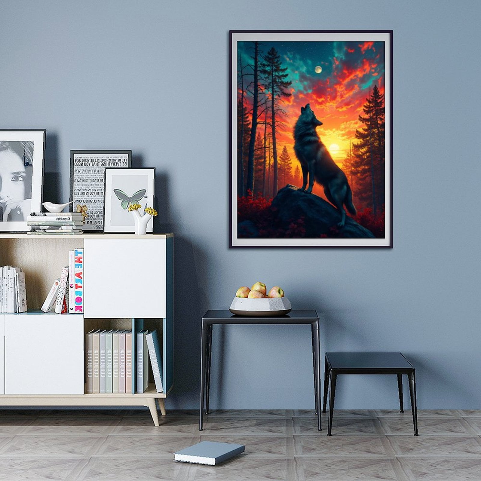 Diamond Art Kits for Adults - 5d Wolf Howling At Sunset Moon Diamond Painting for Adults, Diamond Art for Adults Beginners, Diamond Painting Kits for Adults for Home Wall Decor