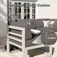 thumbnail image 2 of Techmilly Aluminum Patio Furniture, Metal Patio Conversation Set with Waterproof Cover, 5 Inch Thick Cushions , Modern Outdoor Furniture for Deck & Backyard, Light Gray, 2 of 8