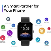 Amazfit Bip 3 Urban for Adults and Kids, 1.69in Smart Watch, Black, Silicone Band