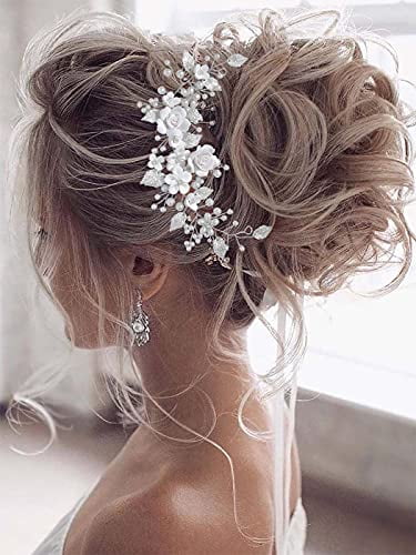 Flower Bride Wedding Hair Vine Pearl Bridal Hair Piece Leaf  display picture 2