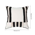 thumbnail image 4 of Funda de almohada bohemia SUNRI con bordado a rayas, color beige y negro, 4 of 8