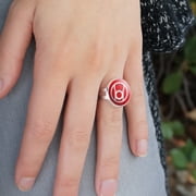 Green Lantern Blackest Night Red Lantern Logo Silver Plated Adjustable Novelty Ring