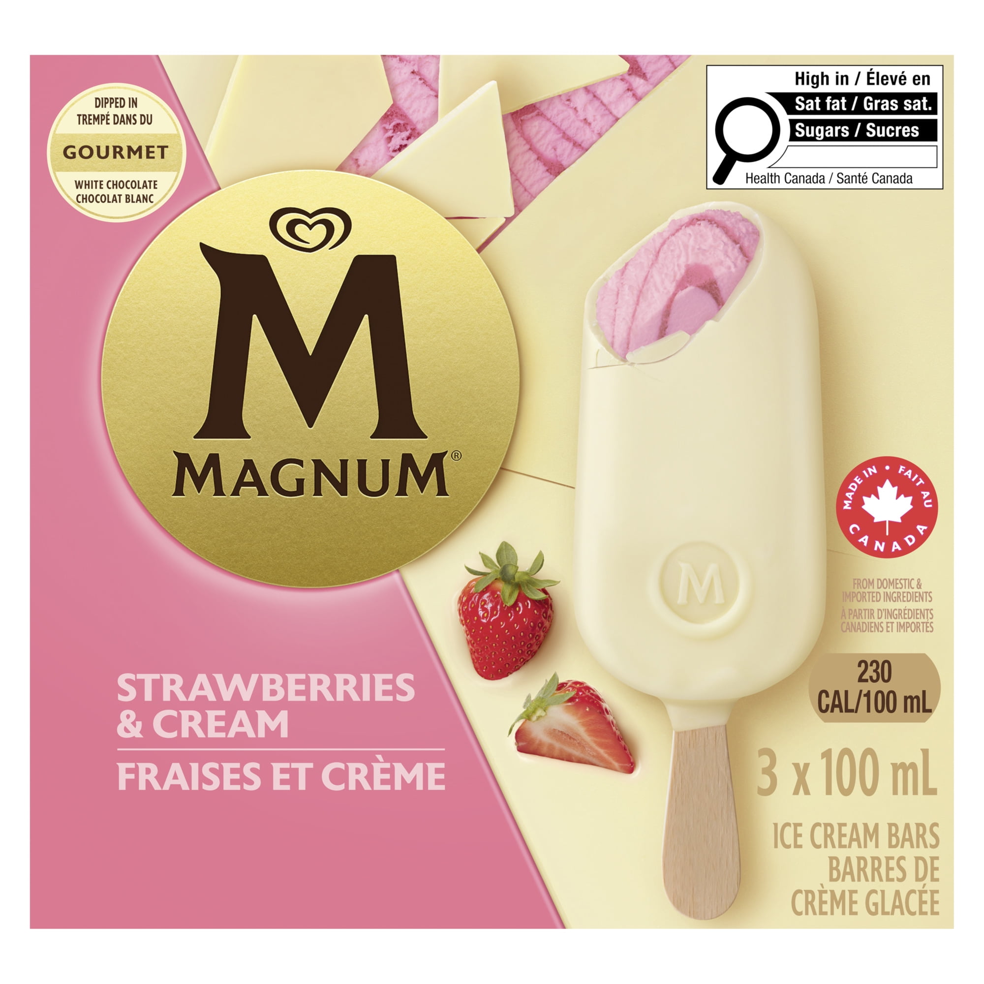 Barre de crème glacée Magnum Fraises et crème 3 x 100 mL