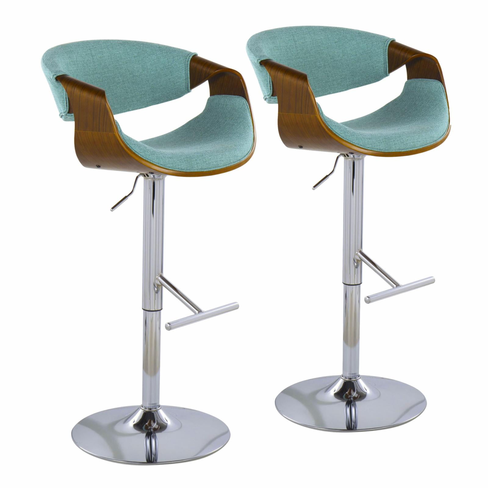 Curvo MidCentury Modern Adjustable Barstool With Swivel In Walnut And