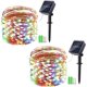 thumbnail image 1 of [Paquete de 2] Guirnaldas de luces solares al aire libre - Geemoo 15m 150 LED Alambre de cobre Luces solares navideñas con 8 modos, para decoración al aire libre, jardín, árboles, etc. (blanco cálido) Kuyhfg Bienvenido a Kuyhfg, 1 of 5