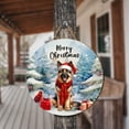 thumbnail image 3 of Merry Christmas German Shepherd Enjoys Woofmas Winter Xmas Holiday Round Wood Sign Alsatian Dog Lover Gifts Hanging Wall Home Decor - 02022, 3 of 5