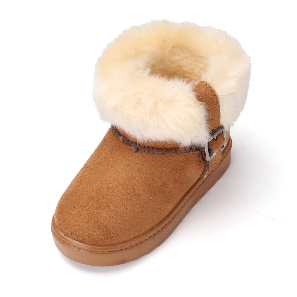 Kids Girl Snow Boot Thicken Mid-calf Boots Children Flat Fur Winter Warm Shoes