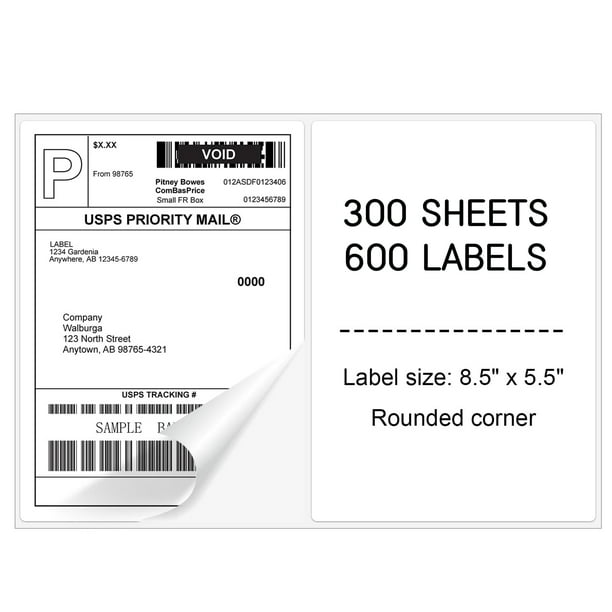 NefLaca Half Sheet Shipping Labels, Rounded Corner Self Adhesive