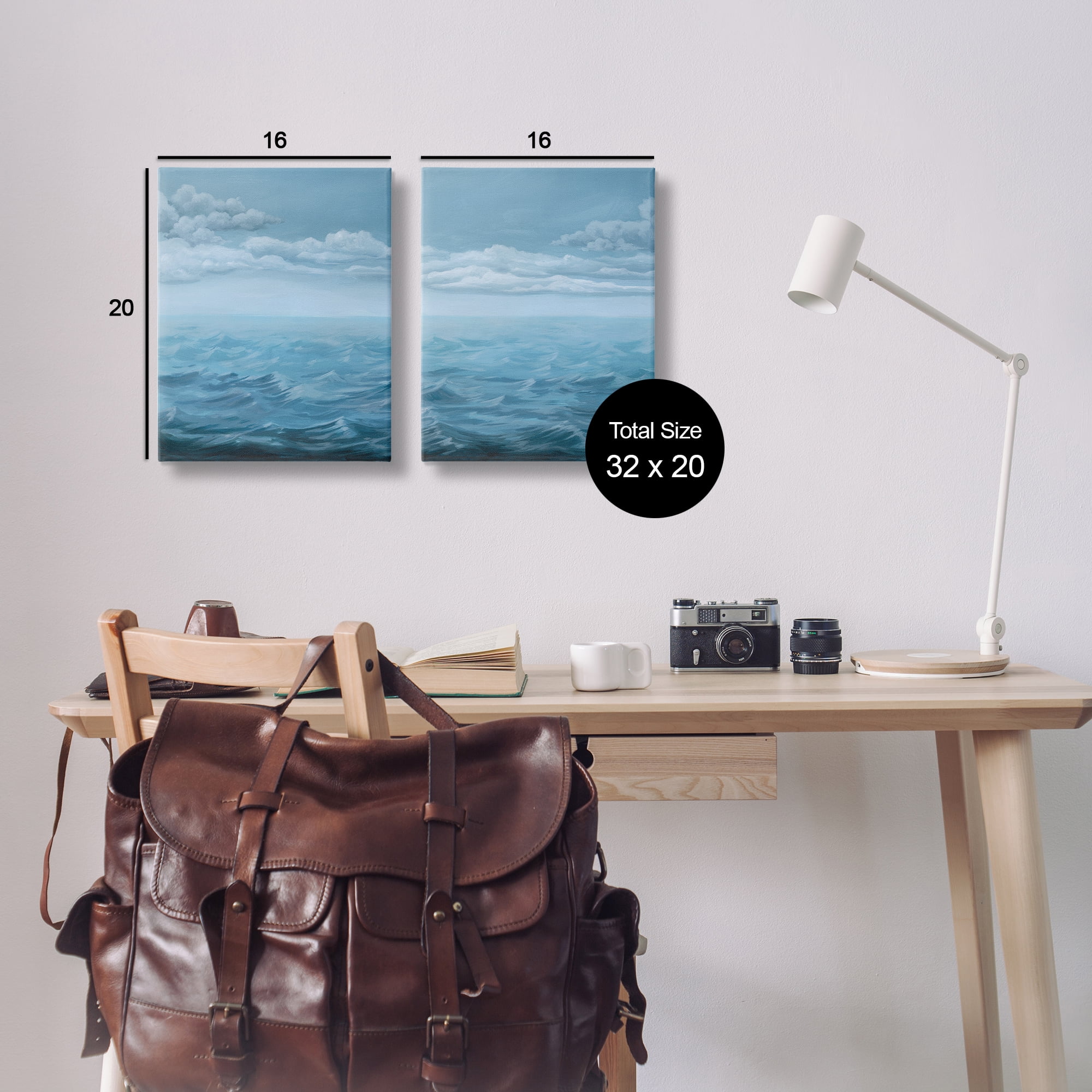 Stupell Industries Clouds over Rough Sea Waves Nautical & Beach Painting Wrapped Canvas Art Print Wall Art, 16 x 20, Set of 2