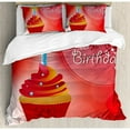 thumbnail image 3 of 75th Birthday Duvet Cover Set, Burning Starry Candle on a Creamy Delicious Cupcake Intimate Party, Decorative 2 Piece Bedding Set with 1 Pillow Shams, Twin Size, Red Orange and Blue, by Ambesonne, 3 of 3