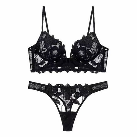 Sentmoon Lingerie for Women Thin Sponge Transparent Bra With Large Chest And Small Lace Women s Sexy Lingerie Bra Set Women s Lingerie  Sleep & Lounge Valentines Day Gifts for Her Deals of the Day C