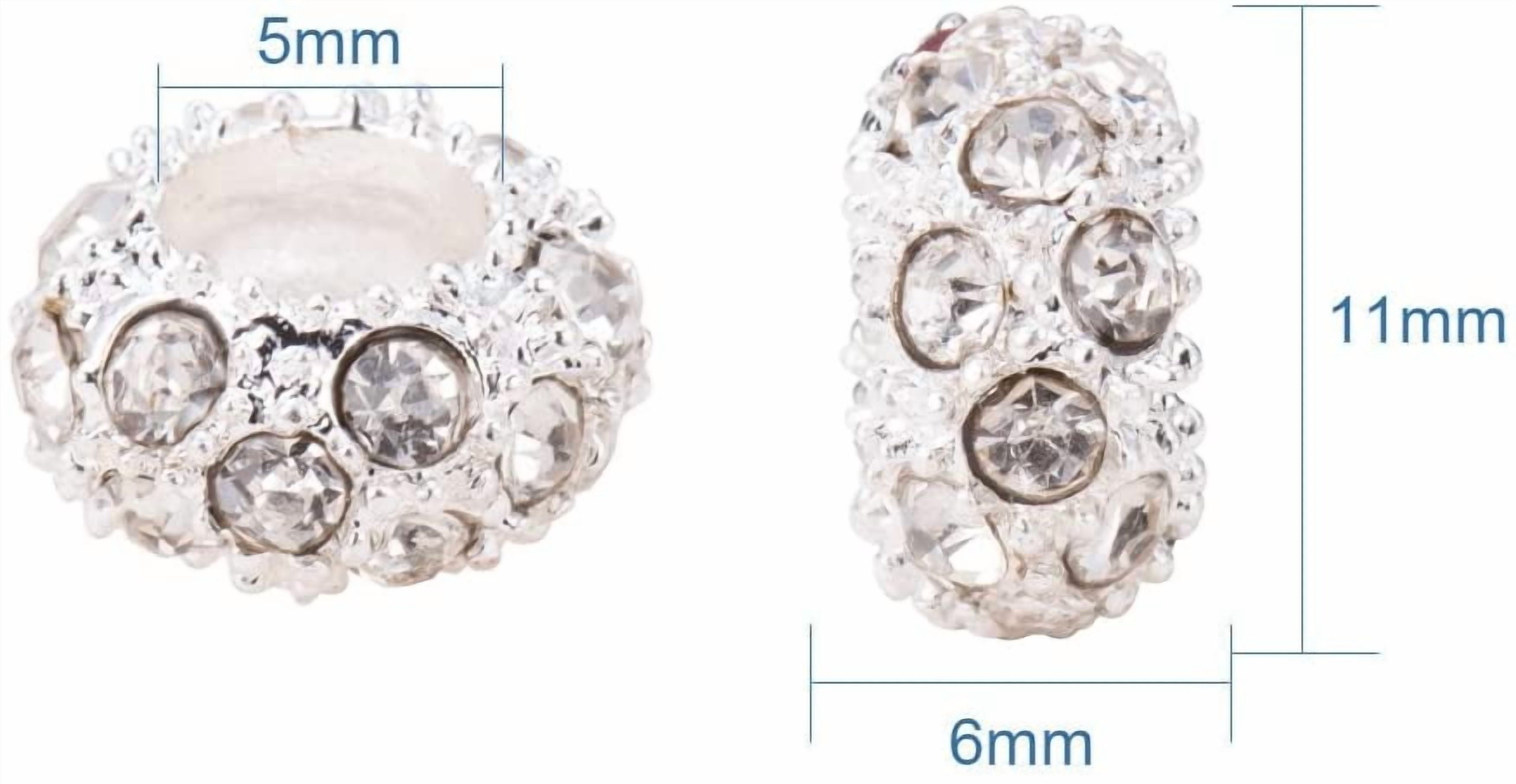 100pcs Rhinestone Large Hole Beads Diamond European Beads Garden Decor Beaded Rondelle Slide Spacer Beads Hair Beads Fit Bracelet Snake Chain Yard Patio Plant Pot Flower Decor Hole: 5mm DIY Crystal